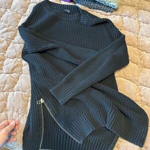Women's Black Sweater with Zipper Detail